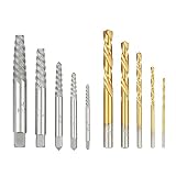 KKmoon Screw Extractor and Left Hand Drill Bit Set 10pcs Cobalt Drill Bit Sets w...