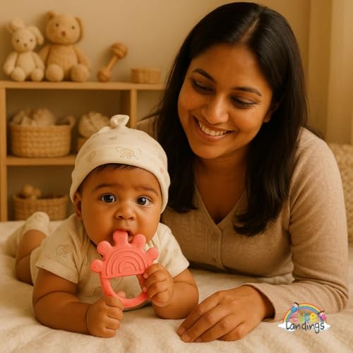 Image of Silicone Teething Toy for Newborn Baby Girls & Boys | BPA-Free, Food-Grade | Gum Relief, Chewing Aid |Teether| Easy-to-Grip Essentials (3+ Months)