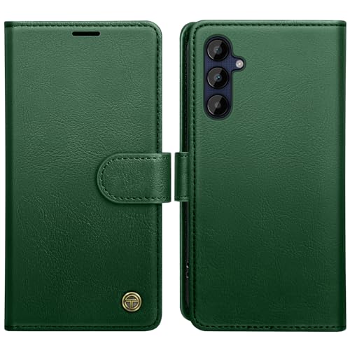 Étui pour Samsung A25 en cuir vert avec porte-cartes et béquille