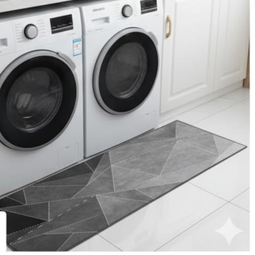 Image of HomeCloud Rubber Kitchen Mats For Floor Set Of 2 Pcs | Non-Skid, Soft Absorbent Rectangular Rugs For Kitchen, Laundry, And Hallway | 120X40Cm, 40X60Cm| 4Mm Thickness (Black Shade)