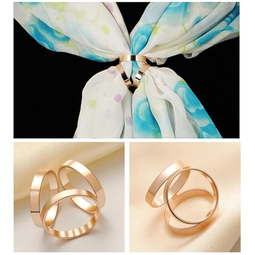 Image of 2 Pcs Scarf Ring Clips for Women Metal Shirt Tightener Cinch Buckle for Silk Scarf Shawl Blouse Sweater T Shirt Clothing Accessories