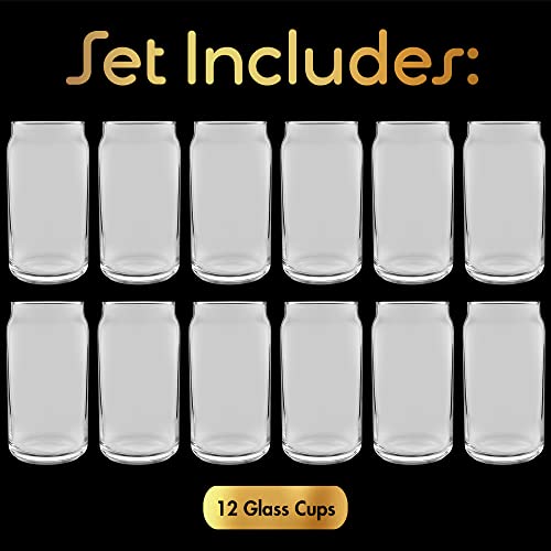 16 oz Can Shaped Glass Cups, Set of 12 Beer Can Glasses, Aesthetic Soda Can Cup Clear Glass Tumbler Beer Glasses, Cute Cups Tall Cocktail Drinkware, Cool Drinking Glasses for Kitchen, Modern Glassware by Kitchen Lux - Used condition - Image 5
