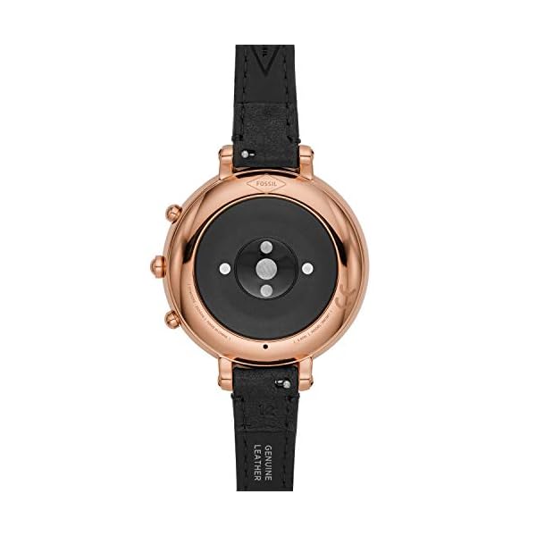 Fossil Women's 38mm Monroe Stainless Steel and Leather Hybrid HR Smart Watch, Color: Rose Gold, Black (Model: FTW7035)