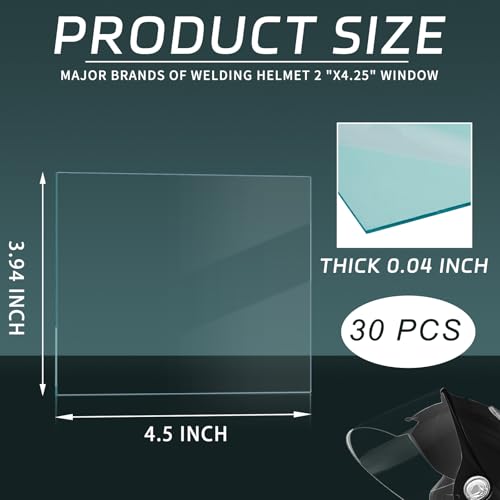 Image of 30 Pcs 4.5 x 3.94 inch Clear Welding Lens Covers 0.04 inch Thick for Welding Hood | Universal Welding Cap, Helmet Accessories Replacement, Transparent Top Protection for Protecting Eyes