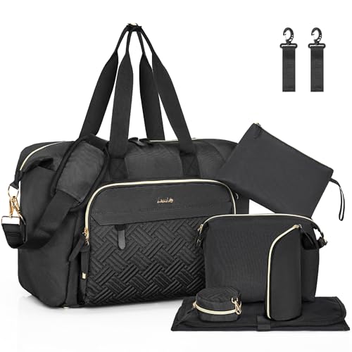 Image of 7pcs Diaper Tote, Large Mommy Bag, Baby Diaper Bag - Black