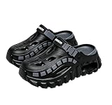 Non-Slip Waterproof Clogs for Men Women, Breathable Tire-Inspired Platform Sandals with Convertible Strap, Summer Beach Shower & Garden Slippers (Dark gray, US Footwear Size System, Adult, Women, Numeric, Medium, 8)