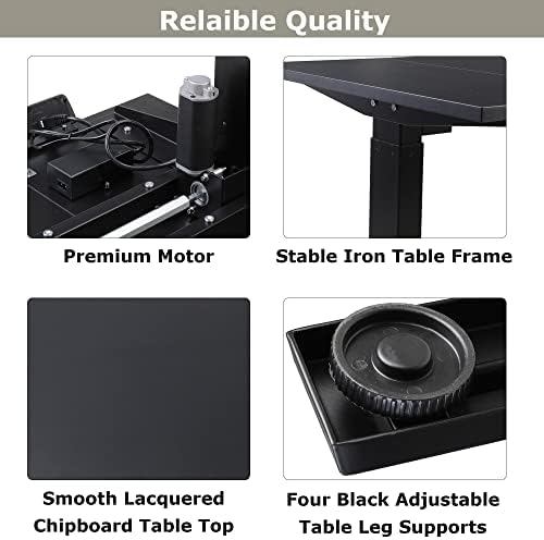 HIFIT Electric Standing Desk Height Adjustable Computer Desk PC Table Stand Up Desk for Home Office Height Memory Function Wooden Tabletop 120x60x72-112cm Black