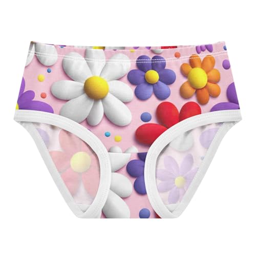 Funny Girls Underwear Toddlers 2t Cotton Panties for Girl ColorfulD Cartoon Flowers Red Briefs Underpants