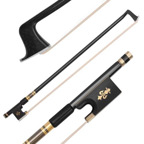 Arco Violino 4/4 Fibra de Carbono, Arco para Violino, Ebony Latao Esculpido