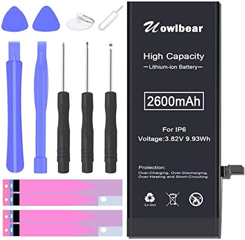 uowlbear 2600mAh Replacement Battery for iPhone 6 A1586 A1589 A1549 with Complete Replacement Kits - High Capacity