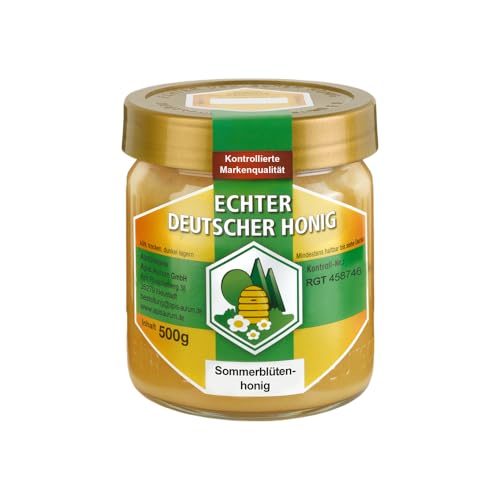 Echter Deutscher Honig im 500g-Glas - Sommerblütenhonig/Sommertracht - ungefiltert, fein gesiebt - Qualität aus Hessen (1 x 500g)