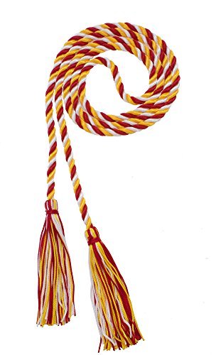 Image of Graduation Honor Cord - RED /Gold /White - Every School Color Available - Made in USA