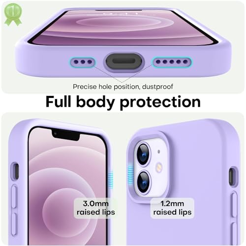 Image of LOVE 3000 Designed for iPhone 12 Case /iPhone 12 Pro Case, Premium Silicone with [Soft Anti-Scratch Microfiber Lining] Shockproof Protective Phone Case for Men Women Girls 6.1 inch, Light Purple