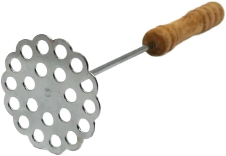 Wooden Handle Stainless Steel Potato Masher With Broad Mashing Plate Mashed Potatoes Making Tools Fruit Vegetable Press Crusher(Foldable)