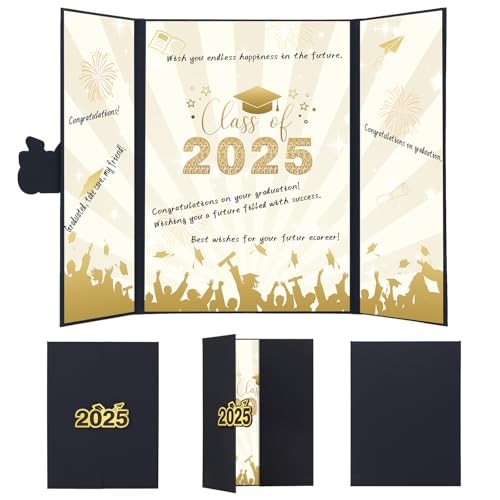 FORBFAN Graduation Guest Book 2025, Black and Gold Class of 2025 Graduation Party Decorations, Signature Book for College High School Graduates