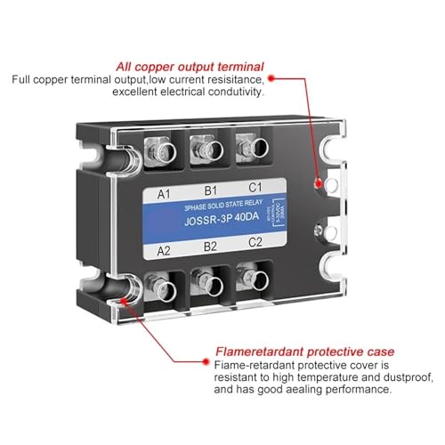 Relais statique triphasé JOSSR-10DA commutation AC 24-480V