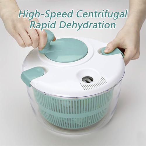 Lizbin Salad Spinner, Large Salad Spinner 5L Capacity, Quick and Easy Multi-Use Manual Lettuce Spinner, Vegetable Dryer, Fruit Washer, Wash, Spin & Dry Salad Greens, Fruits & Vegetables (Blue) - Image 6