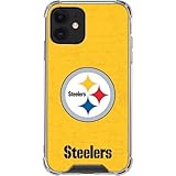 Skinit Clear Phone Case Compatible with iPhone 12 - Officially Licensed NFL Pittsburgh Steelers - Alternate Distressed Design