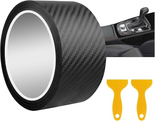 pangutheos Vinilo Fibra Carbono, 5cm x 10m Vinilo Adhesivo Coche, Vinilos para Coche con Raspadores para Decorar Automóvil, Motocicleta