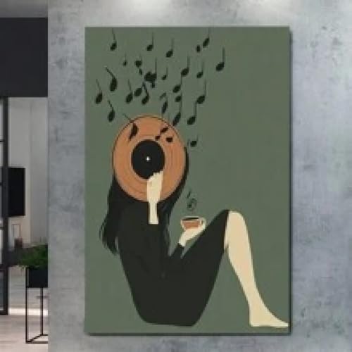 Toile Art de Prestige Portrait Musical au Style Ancien Encadré 60x80cm