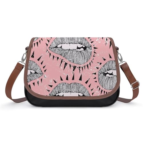 Sac à main pour femmes lèvres en cuir finitions soignées