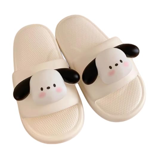 Unisex Cute Cartoon Dog Summer Slide Slippers for Women Men, Couples Indoor Outdoor Slip-ons for Beach Pool Shower