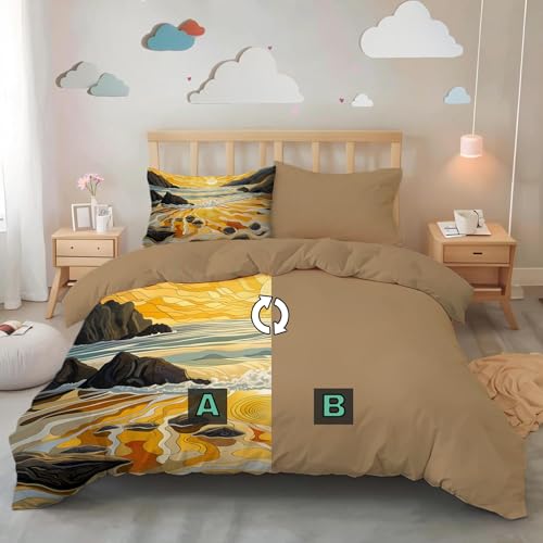 Housse de couette 2 personnes en microfibre douce et infroissable Sunset Beach - 3