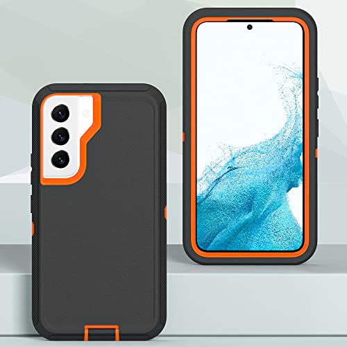 Image of Case for Galaxy S21 with Clip, Heavy-Duty Tough Rugged Shockproof Drop Protective Cover Cases for Samsung Galaxy S21, Black+Orange
