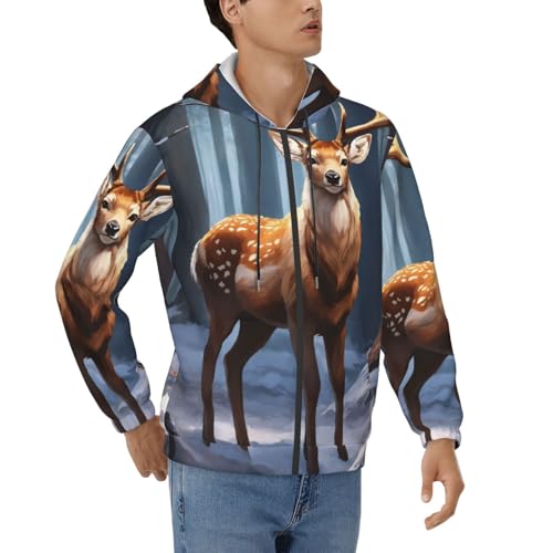 Sweat à capuche homme imprimé cerf pour week-end nature