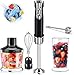 Frullatore a Immersione Professionale 800W, 5 in 1 Frullatore a Mano Multifunzione, Minipimer Immersione con 9 Velocità e Turbo, 500ml Ciotola per Tritare/600ml becher/Frusta all'uovo/Montalatte, Nero