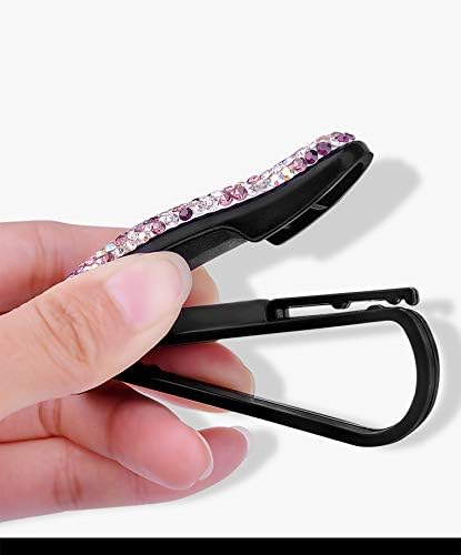 finefun Glasses Holders for Car Sun Visor 2 Pack, Bling Bling Diamond Sunglasses Eyeglasses Mount with Ticket Card Clip (Pink)
