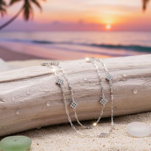 Image of Parasmoni Elegant Silver Anklet for Women - Delicate & Stylish Foot Jewelry