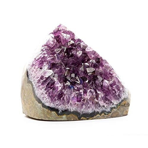 DesertUSA Uruguayan Amethyst Crystal Clusters Cut Base from Basalt Plus, Bonus Mineral Included (1 to 1.5 lbs, Polished Edge Deep Purple Amethyst)