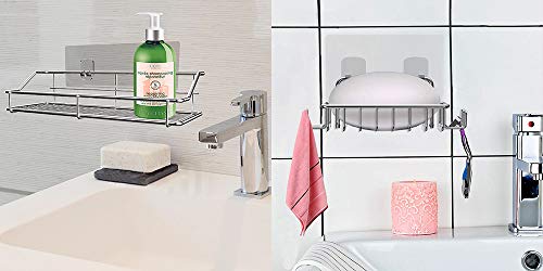 Nieifi Shower Caddy Basket With Hooks Soap Dish Holder Shelf For Shampoo Conditioner Bathroom Kitchen Storage Organizer Sus304 Stainless Steel Adhesive No Drilling - 3 Pack #TOP2