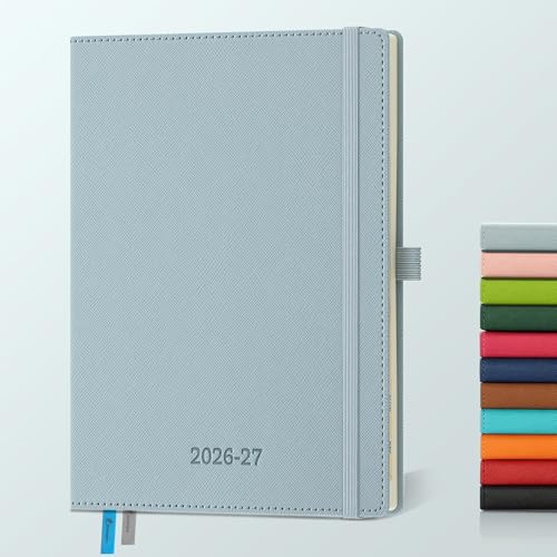 IN-LUXPRO Academic Diary 2026-2027: A5 Week to View (21.9x16.2 cm) 18 Months(Jul26 - Dec27) Weekly & Monthly Planner with Month Tabs & Inner Pocket Expenses/Note Pages PU Leather Dusty Blue