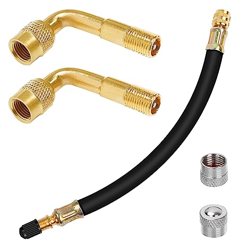 Reifenventil Verlängerung Set - 180mm Gummi & 90 Grad Adapter 8-tlg