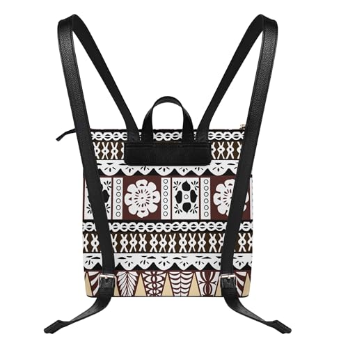 Women And Girls Pu Zipper Backpack Casual Large-Capacity Storage Backpack Polynesian Samoan Art Print2