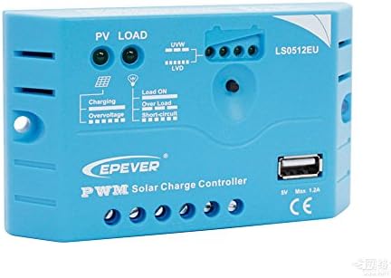 EPsolar LS0512EU PWM 5A w Solar Panel Regulator Controller 12V Auto Work LED Display for Off Grid Battery Charging, 5A12V+USB