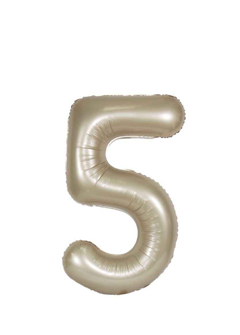 Decochamp Champagne Number 5 Foil Balloon 34in (Single Pack) Manufactured from Aluminum Foil, Robust and Leak Resistant