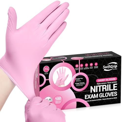 Nitrile Exam Gloves, 4 Mil, Cherry Blossom, Food Safe Gloves Disp...
