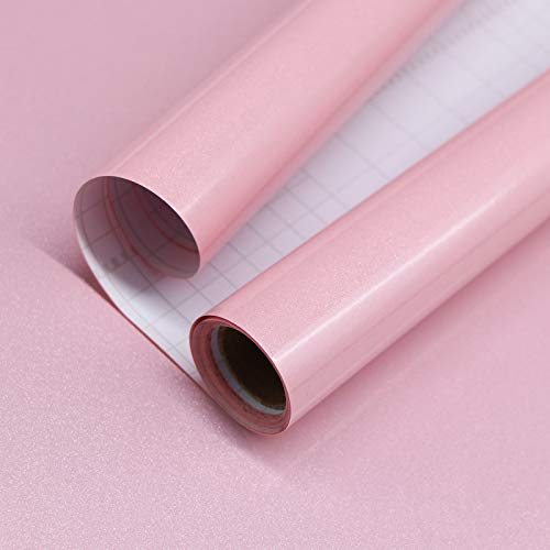 Decoroom Self Adhesive Wallpaper Pink Glossy/Glitter Sticky Back Plastic Roll 60X300CM Peel and Stick Wallpaper Upgrade Vinyl Film Decorative Countertops Kitchen Wardrobe Removable Furniture Sticker