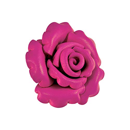 Image of AeraVida Enchanted Genuine Leather Rose Blossom Brooch Pin & Hair Clip | Floral Handmade Accessory for Women | Colorful Pink, Yellow, or Orange Flower Pin for Hair, Dress, or Lapel