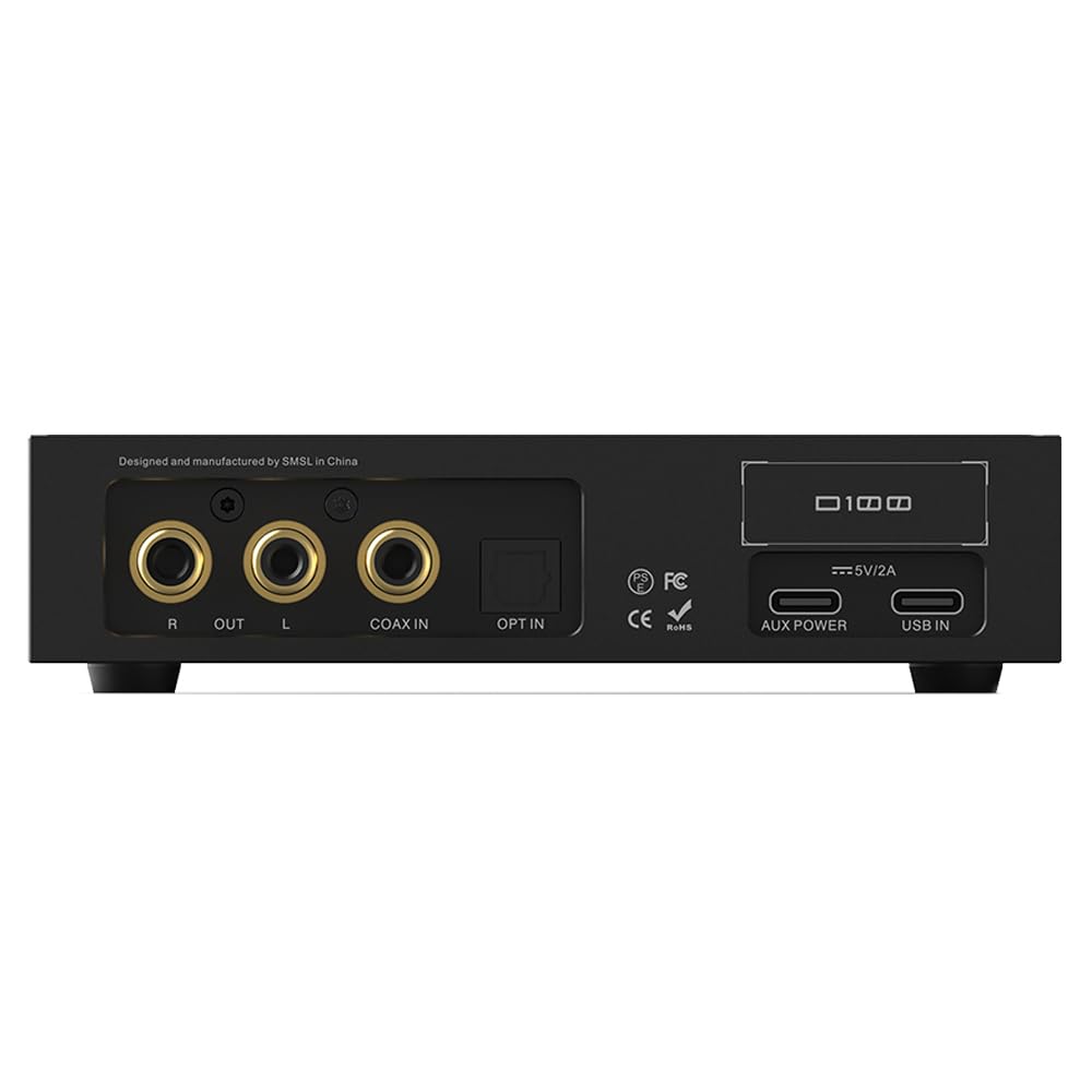SMSL D100 DAC e amplificatore per cuffie da ufficio, chip ES9081, interfaccia audio a bilanciamento reale per stereo domestico, MQA, ingressi USB/ottico/coassiale, uscite 4,4 mm e 6,35 mm/RCA (nero)