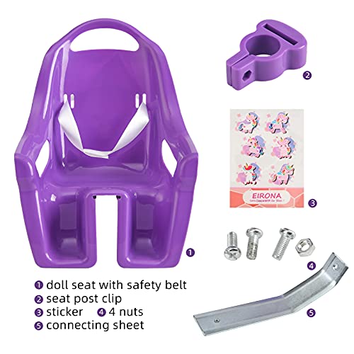 EIRONA Kids Bicycle Doll Seat – Doll Chair Accessory for Children’s Bikes, Purple