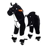 Qaba Kids Plush Ride On Toy Walking Horse with Wheels and Realistic Sounds, 30