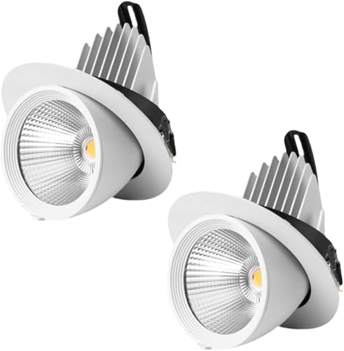 SEMANHUA Paquete de 2 luces empotrables de rotación, 3/4/5/6 pulgadas. Borde deflector, luces de lata en ángulo ajustable, direccional 3000K/4000K/6000K. Luz empotrada(12w,Neutral light)