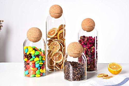 Saphalton 550Ml/18Oz Round Cork Glass Bottle Sealed Jar Nut Storage Jar Coffee Bean Jar Round Transparent #TOP4