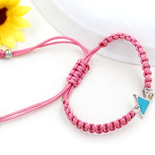 Image of Uloveido Handmade Braided Rope Bracelets with Blue Triangle Mountain Mustard Seed Charm Unisex Mountain Bracelet