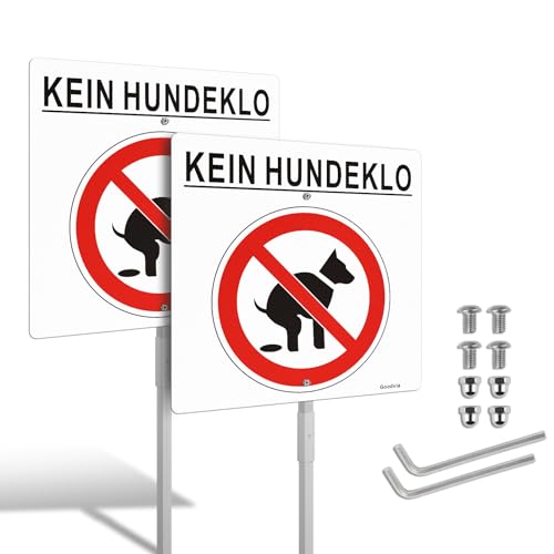 Goodvia 2 Stück XXL Hochwertige Steckschilder kein Hundeklo mit Halter 30 x 30 cm Alu Diese Wiese ist Kein Hundeklo Schild mit UV-Schutz von Goodvia