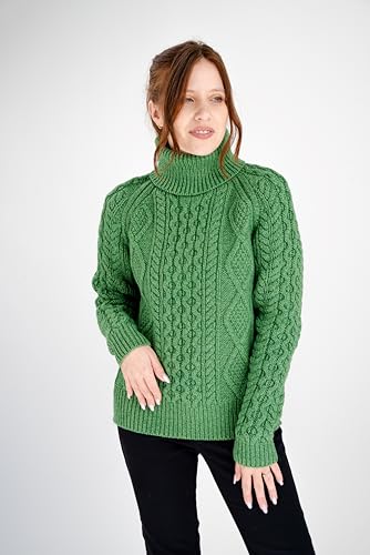 Image of SAOL Women's Wool Sweater Irish Cable Knit Jumper Made in Ireland